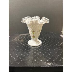 Fenton Painted Milk Glass Vase